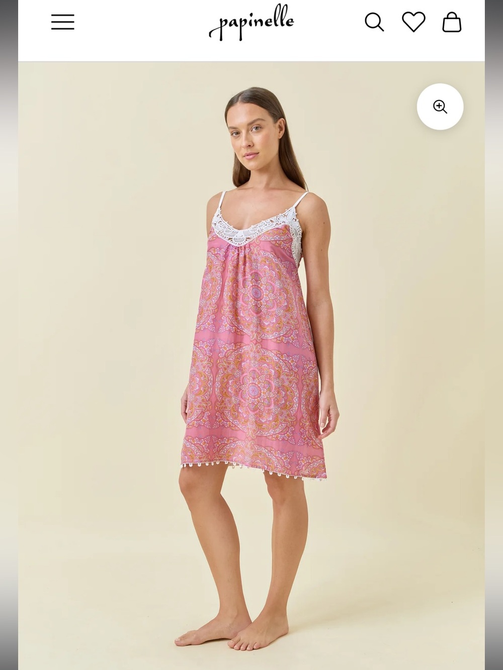 NWTs- Papinelle Midi lace front Nightgown- Size Med
